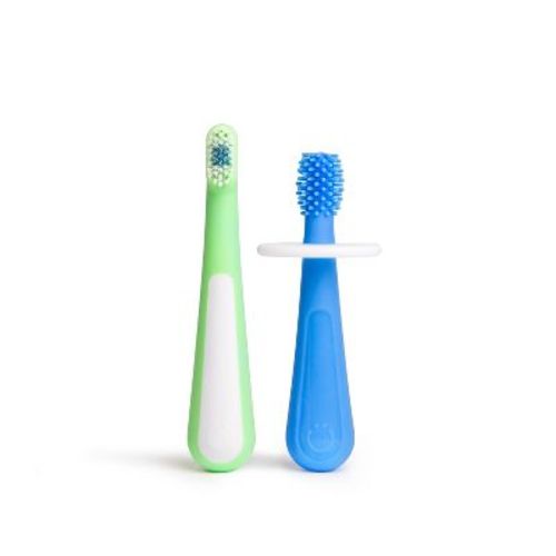 Ubbi Grow with Me 2 Stage Toothbrush Training Set, Polaris Blue and Zest Green