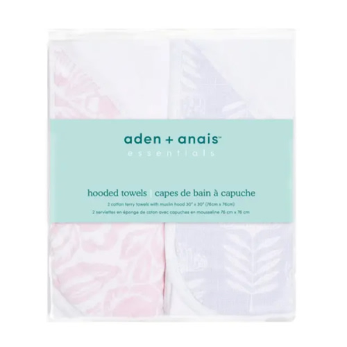 ESSENTIALS COTTON MUSLIN HOODED TOWELS 2 PACK