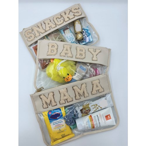Baby and Mama Clear Pouch With Patches, Baby Shower Gift, Hospital Bag, New Mom Gift, Clear Bag for Diaper Bags, Christmas Gift, Travel Bag - Etsy