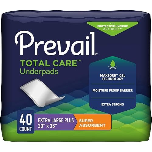 Prevail Incontinence Underpads - Unisex Disposable Underpads for Men & Women - Super Absorbent, 30" X 36", 40 Count (4 Packs of 10)
