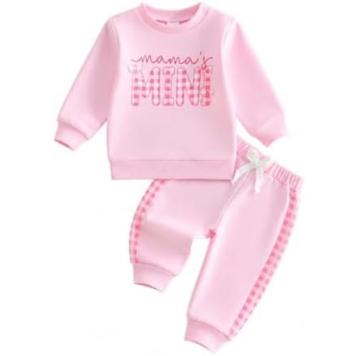 Baby Girl Fall Winter Clothes Toddler Outfit Letters Graphic Crewneck Sweatshirts + Joggers Pants Set