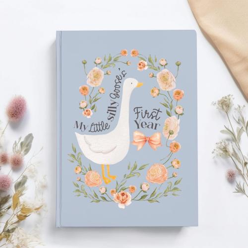Silly Little Goose Personalized Baby's First Year Journal, Blank Hardcover Lined Memory Book, Expecting Mother Diary, Best Pregnancy Gifts