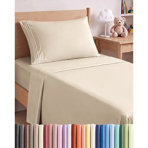 Twin Size 3 Piece Sheet Set - Comfy Breathable & Cooling Sheets - Wheat