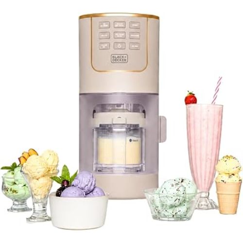 BLACK+DECKER Ice Cream Maker for Families & Kids – Make Protein, Keto & Dairy-Free Ice Cream, Gelato & Milkshakes at Home – Easy Creamy Pint Machine with Mix-Ins