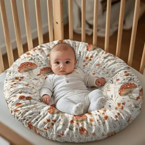 Baby Lounger Cover, Baby Breathable & Soft Nest Cover Mushroom Floral Portable Infant Lounger Floor Seat Pillow Covers for 0-24 Months