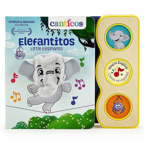 Canticos Little Elephants / Elephantitos - Spanish & English Bilingual Finger Puppet Sound Book for Babies and Toddlers (English and Spanish Edition)