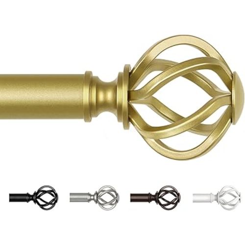 USFOOK Gold Curtain Rod 32 to 58, Window Treatment Rods with Brackets