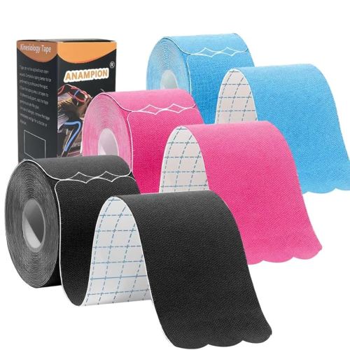 Kinesiology Tape Pro Athletic Sports (3 Rolls,60 Precut Strips) Waterproof Breathable Latex Free Tape for Ankle Wrists Knees Elastic Running Tennis Swimming Football Sports Activities Tapes (Mix)