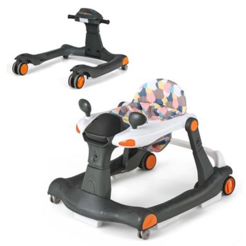 Infans 2-in-1 Baby Walker Foldable Activity Push Walker w/ Adjustable Height