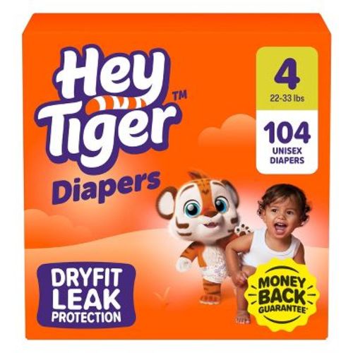 Hey Tiger Disposable Diapers - Size 4 - 104ct