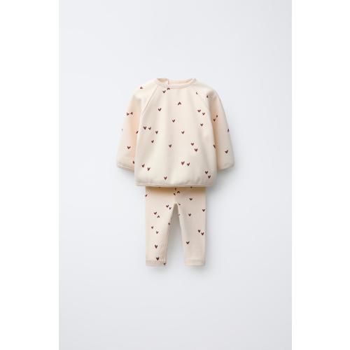 HEARTS SWEATSHIRT AND LEGGING SET - Ecru | ZARA United States