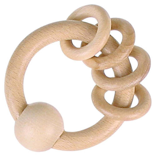 Natural Wooden Grasping Toy with 4 Rings - Goki America