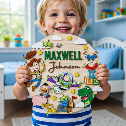 Personalized Toy Story Wooden Name Sign, Custom Kids Name Wooden Wall Decor, Toy Story Room Sign, Kid Room Sign, Bedroom Sign Toy Story