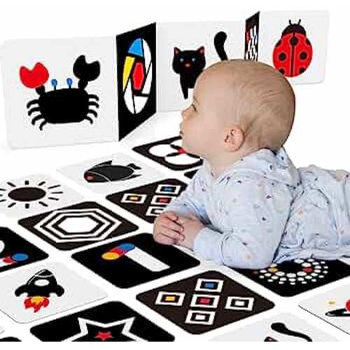 hahaland High Contrast Cards 5+15 Pcs Set, Baby Flash Cards for Visual Stimulation, Black and White Visual Stimulus Baby Cards, Infant Newborn Baby Toys 0 3 6 Months Flashcards for 0 Months+(6" x 6")