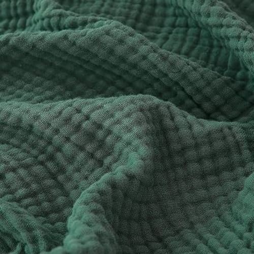 EMME Muslin Blankets for Adults Throw Blanket for Couch Breathable Gauze Soft Lightweight Airy Forest Green Baby 40" x 50"