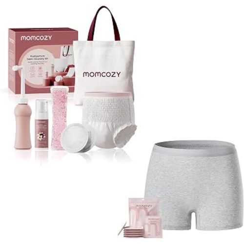 Momcozy 12pc Postpartum Recovery Kit & 7-Pack Cotton Disposable Underwear
