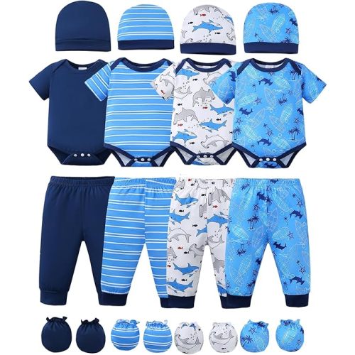 NZRVAWS Newborn Baby Boy Girl Clothes Unisex Preemie Infant Must Have Pants Set Outfits 0-18 Months 20 Pcs Essentials Gift