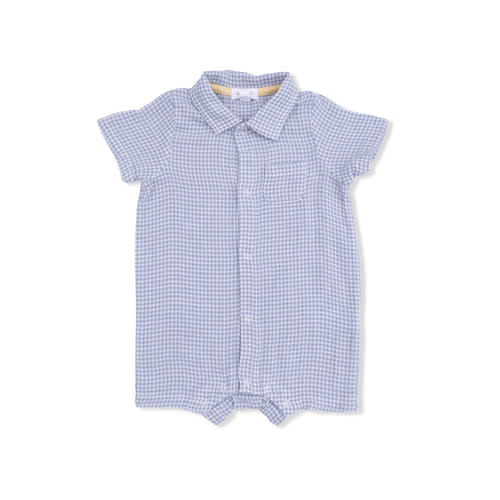 Micro Gingham Blue Blizzard - Polo Shortie – Angel Dear