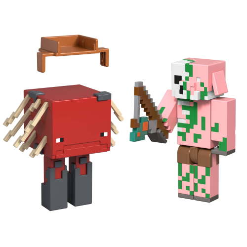 Minecraft Action Figures & Accessories 2-Pack, Zombified Piglin & Strider 3.25-inch Scale Toy Set