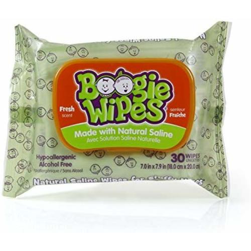 Boogie Wipes Gentle Saline Nose Wipes Original Fresh Scent - Set of 3 (90 Wipes Total)