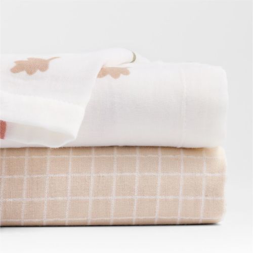 Forest Animals Organic Cotton Gauze Baby Swaddle Blankets, Set of 2