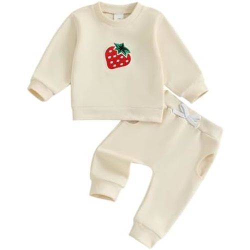 Amnnchya Toddler Clothes for Baby Girls Cute Strawberry Long Sleeve Sweatshirt Pants Girls Warm Fall Winter Outfits Set