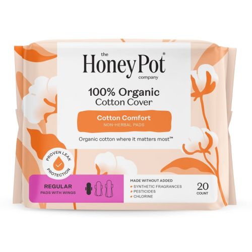 Honey Pot 100% Organic Cotton Comfort Cover Regular Pads - 20 ct