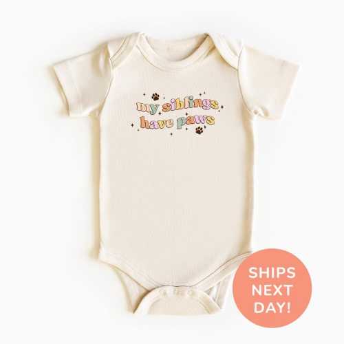 My Siblings Have Paws Shirt and Onesie®, Dog Lover Toddler & Youth Shirt, Baby Announcement Bodysuit, Baby Shower Gift