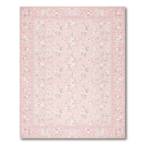 ODIKA Washable Pink Floral Area Rug | Vintage & Non-Slip