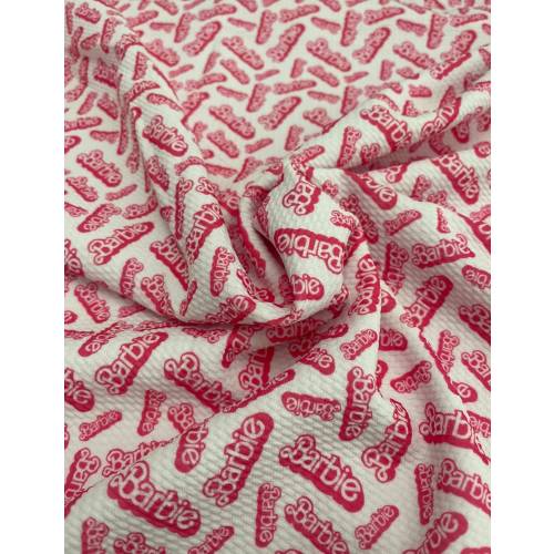 Pink Doll Writing |Bullet Fabric l RTS l DIY l Bows l Clothing l 4 Way Stretch l Fast Shipping l USA l Strips, 1/2 yds,. yds