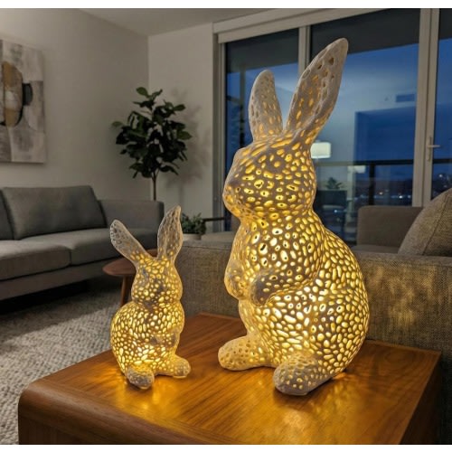 Voronoi Bunny Lamp - 5" or 10" versions - Woodland Nursery Night Light