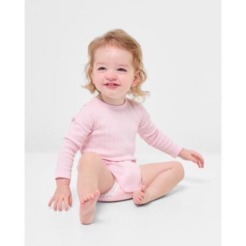 Baby Organic Cotton Pointelle Bodysuit - Pink