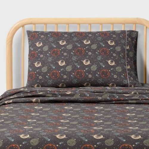 Twin Space Kids' Brushed Cotton Sheet Set Gray - Pillowfort™