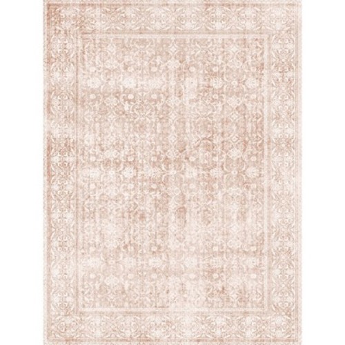 Floral Area Rugs for Living Room, Washable Vintage Rug for Living Room, Bedroom Low Pile Non Slip Rug for Home Decor Aesthetic Pink 96x120 inch