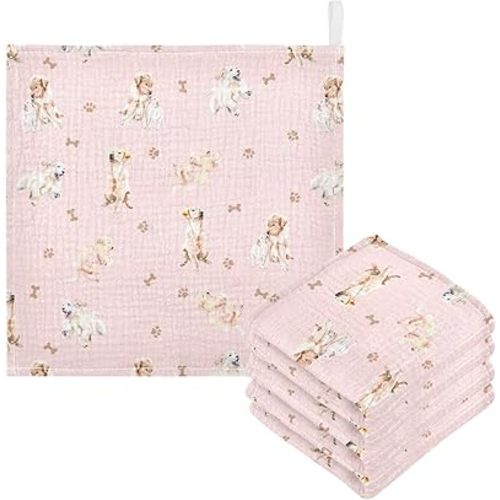 vvfelixl Baby Cotton Washcloths Golden Retriever Infants Bath Towel for Unisex Face Towels for Newborn, Natural Baby Wipes Delicate Skin, 11.8 X 11.8 inch, one sizex3