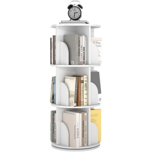 Wrought Studio Rotating Bookshelf, 360° Spinning Corner Bookcase, White Space Saving Organizer For Study Room, Home Office, Kids Rooms, Bedroom, Adults & Kids | Wayfair