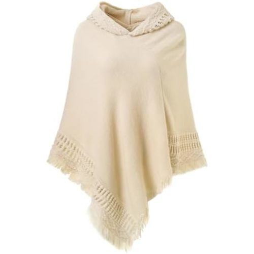 Ferand Crochet Ponchos for Women - Hooded Cape with Fringed Hem - Ladies' Lightweight Poncho Knitting Patterns