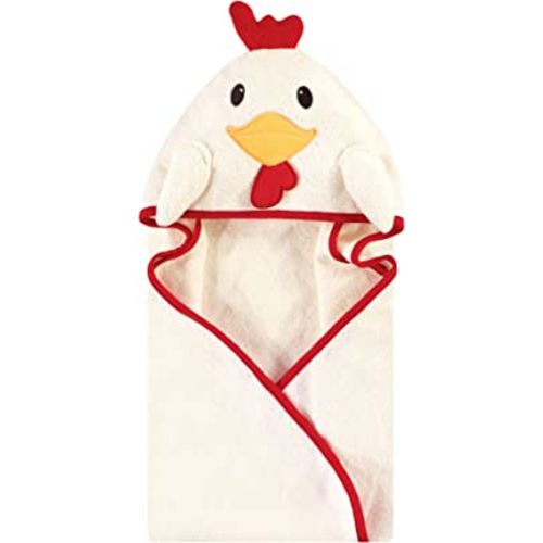 Hudson Baby Unisex Baby Cotton Animal Face Hooded Towel, Rooster, One Size