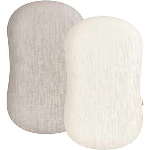Muslin Baby Lounger Cover 2 Pack, Soft Breathable Newborn Lounger Pillow Cover for Boys Girls Infant
