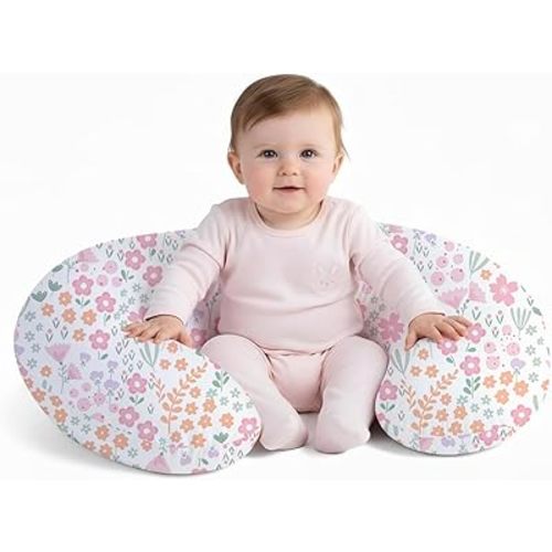 Little Grape Land Nursing Pillow for Breastfeeding, Ergonomic Feeding Pillow with Removable Cover, Baby Feeding Pillow with Hidden Zipper Guard and Supportive Breathable Filling, Floral, Original