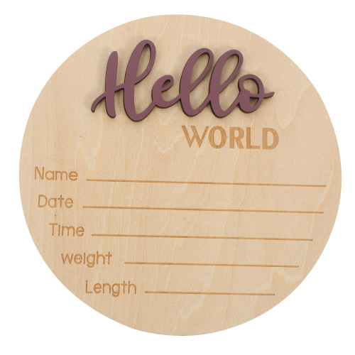 Baby Birth Sign Card Emblems Welcome Newborn Sign Baby Announcement Props Wooden Birth Announcement Sign Newborn Baby