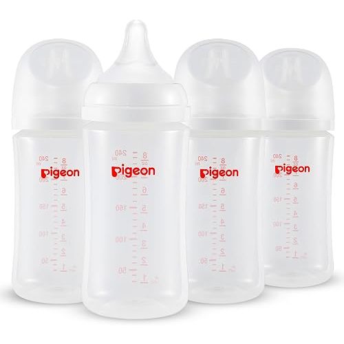 Pigeon PP Wide Neck Anti-Colic Nursing Bottle, 8.1 oz, 4-Pack