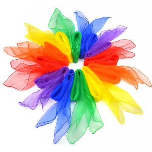 Dance Magic Juggling Scarves, 12Pcs Square Dress Up Colorful Scarf, Sensory Toy Belly Dance Scarves, Play Movement Scarves, Silk Scarf with Hemmed Edges, Performance Props Accessories