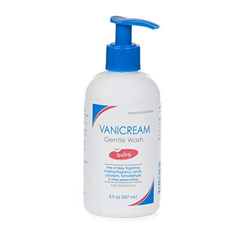Vanicream Gentle Wash for Baby, Ideal for Normal to Sensitive, Dry Skin, Gluten and Sulfate Free Baby Wash, Dermatologist Tested, with Pump, Transparent, Unscented, 8 Fl Oz