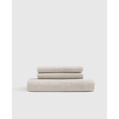 European Linen Chambray Fitted Sheet Set  in Natural