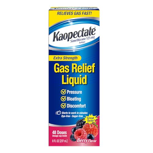 Kaopectate Extra Strength Gas Relief Liquid, Mixed Berry Flavor, Relieves Gas, Bloating and Pressure, Simethicone 125 mg, 8 oz