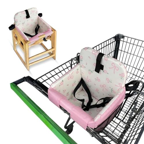 Shopping Cart Seat Cover for Baby, Beige Checkered | High Chair & Grocery Cart Seat Protector, Machine Washable Reusable Cart Liner & Swing Insert, Unisex, Soft, Portable