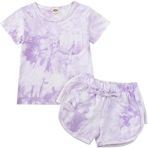 Toddler Baby Girl Summer Outfits Short Sleeve T-Shirt and Shorts 2Pcs Clothes Set for Girls