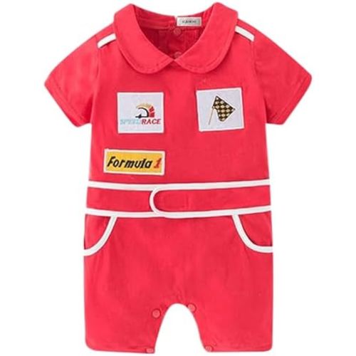 stylesilove Baby Boy Short Sleeves Chic Car Racer Cotton Romper Halloween Baby Boy Clothes