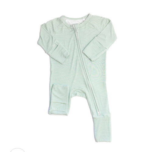 0-3M - Pistachio Mini Stripe Onesie size